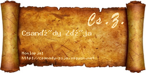 Csanády Zója névjegykártya